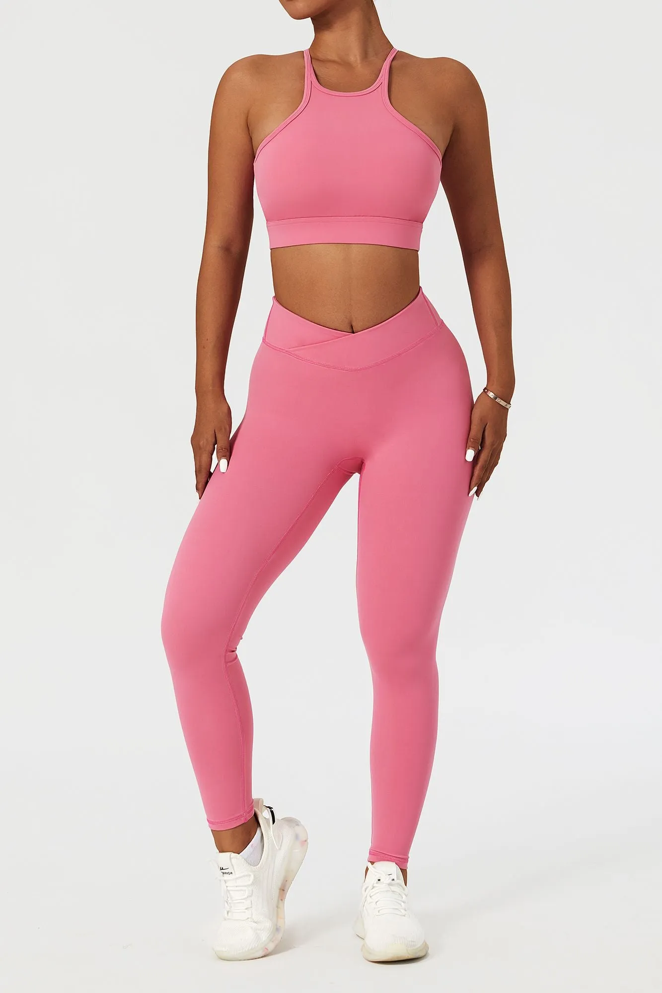 Racer Front Cut Out Back Sports Bra