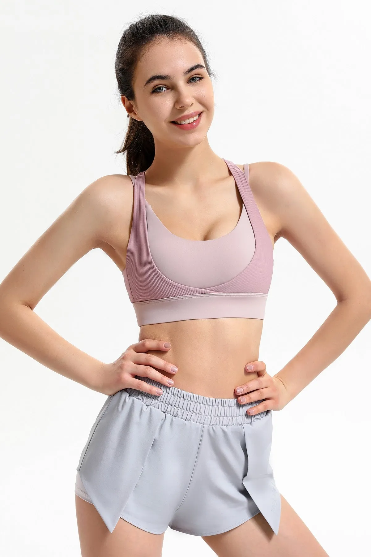 Ribbed Racerback Sports Bra High Support