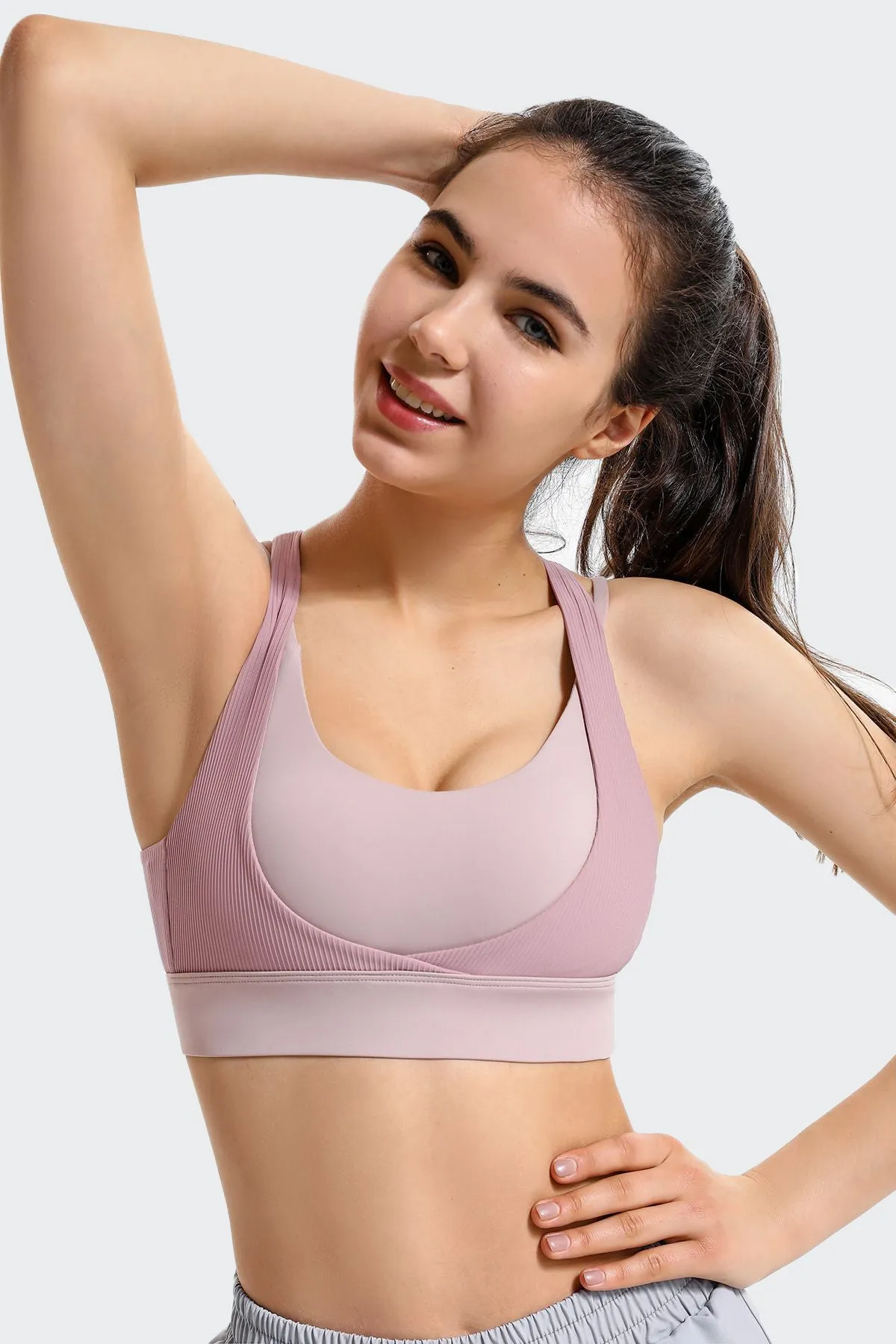 Ribbed Racerback Sports Bra High Support