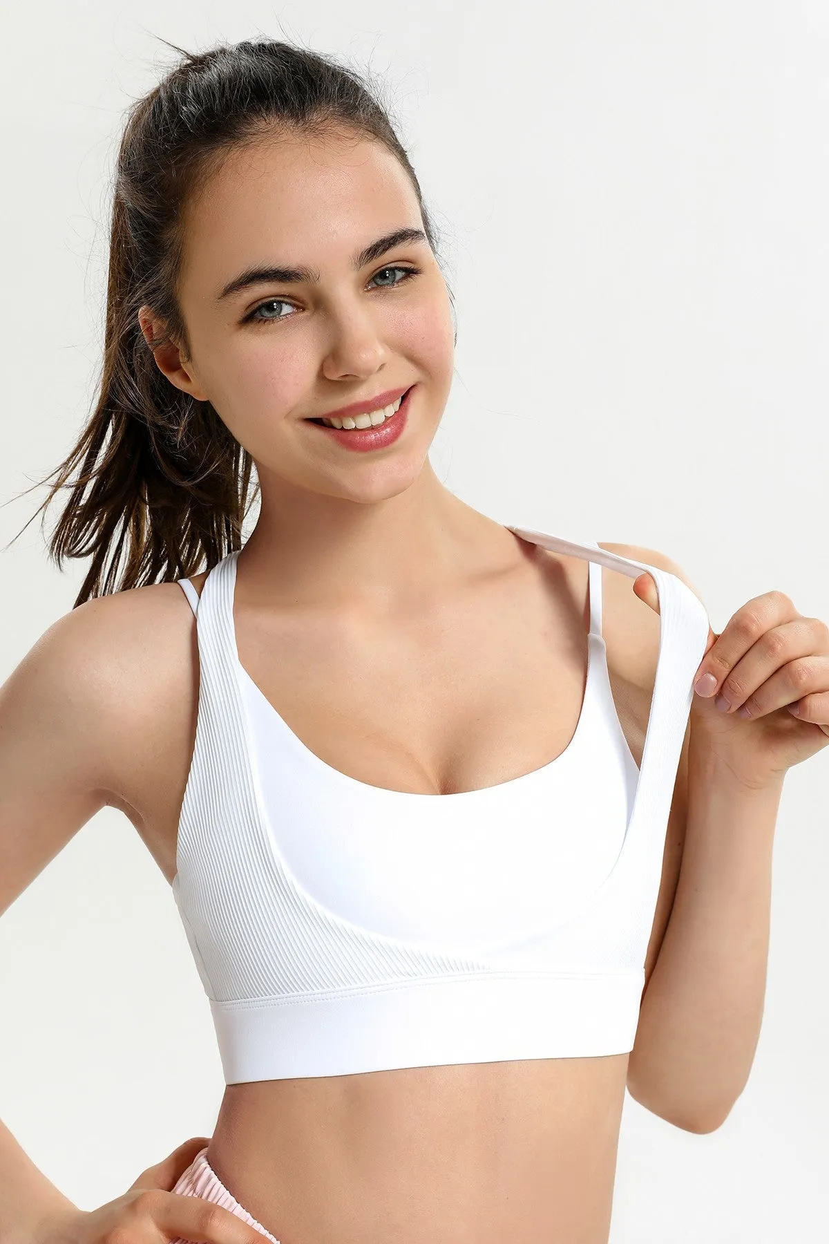 Ribbed Racerback Sports Bra High Support