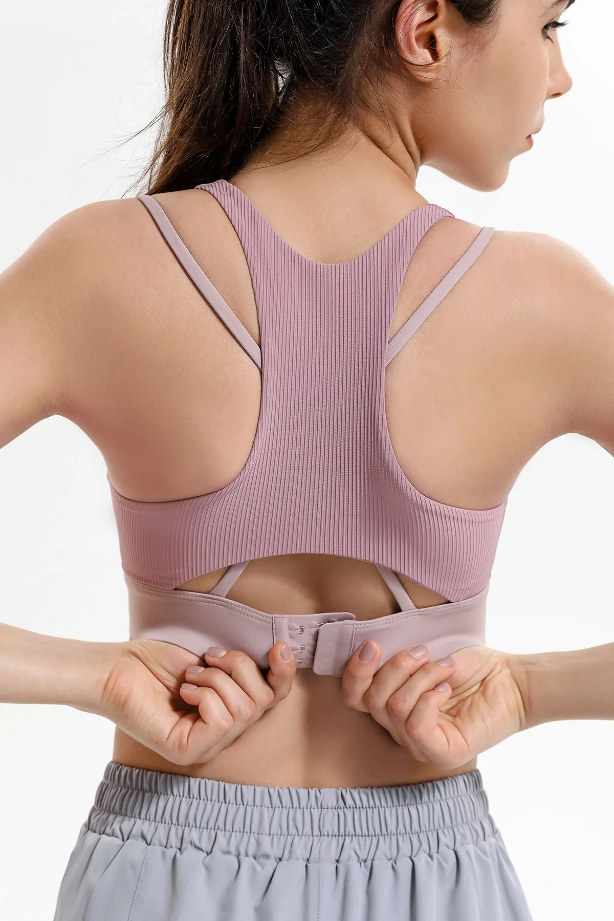 Ribbed Racerback Sports Bra High Support