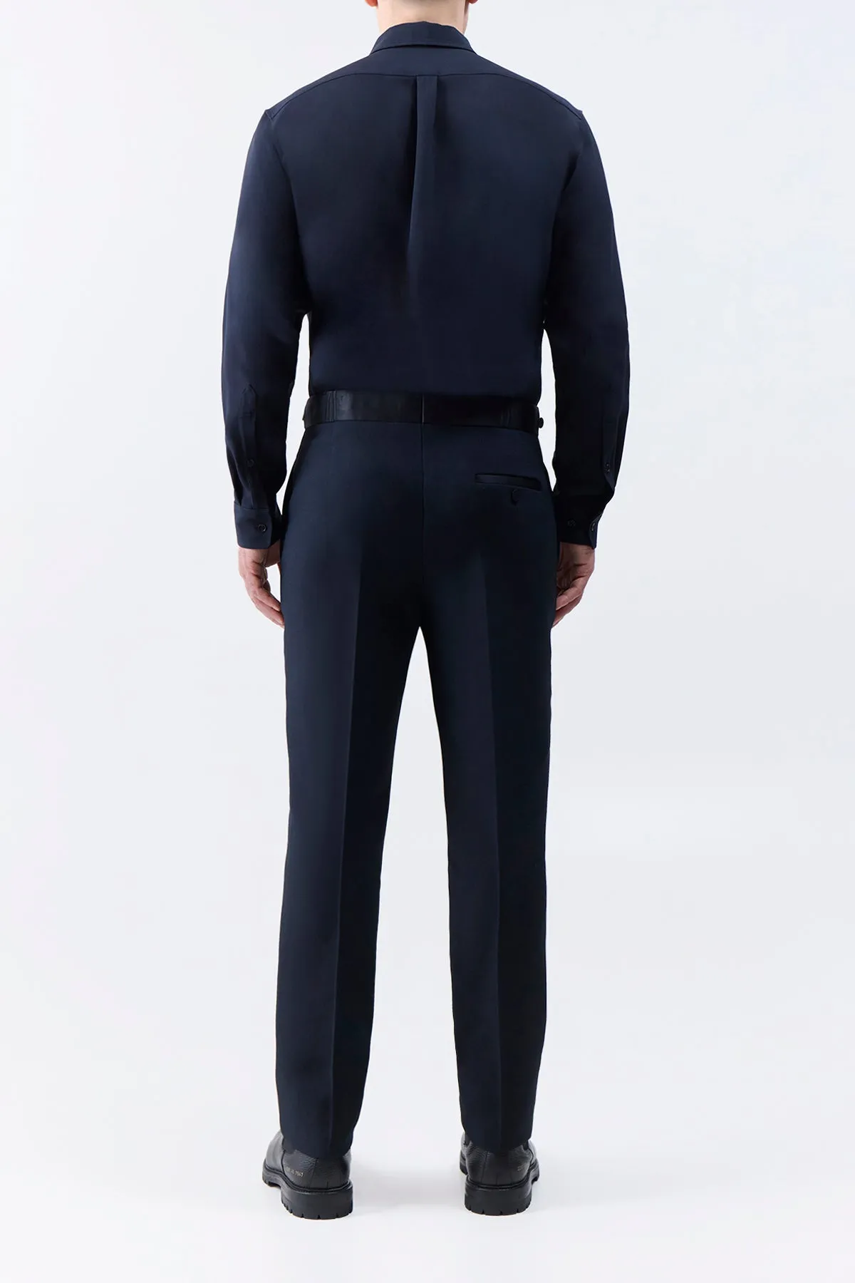Simons Pant in Black Wool Silk Cady