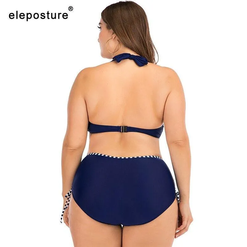 Striped V-Neck Bikini Set