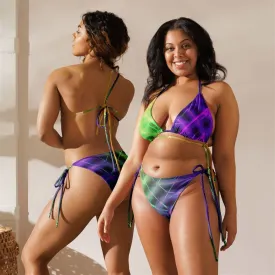 Stylish Purple and Yellow String Bikini