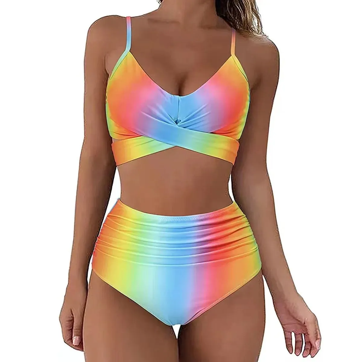 Summer Sexy High Waist 2 Piece Swimsuit for Women - Flattering Design, Quick-Drying Fabric