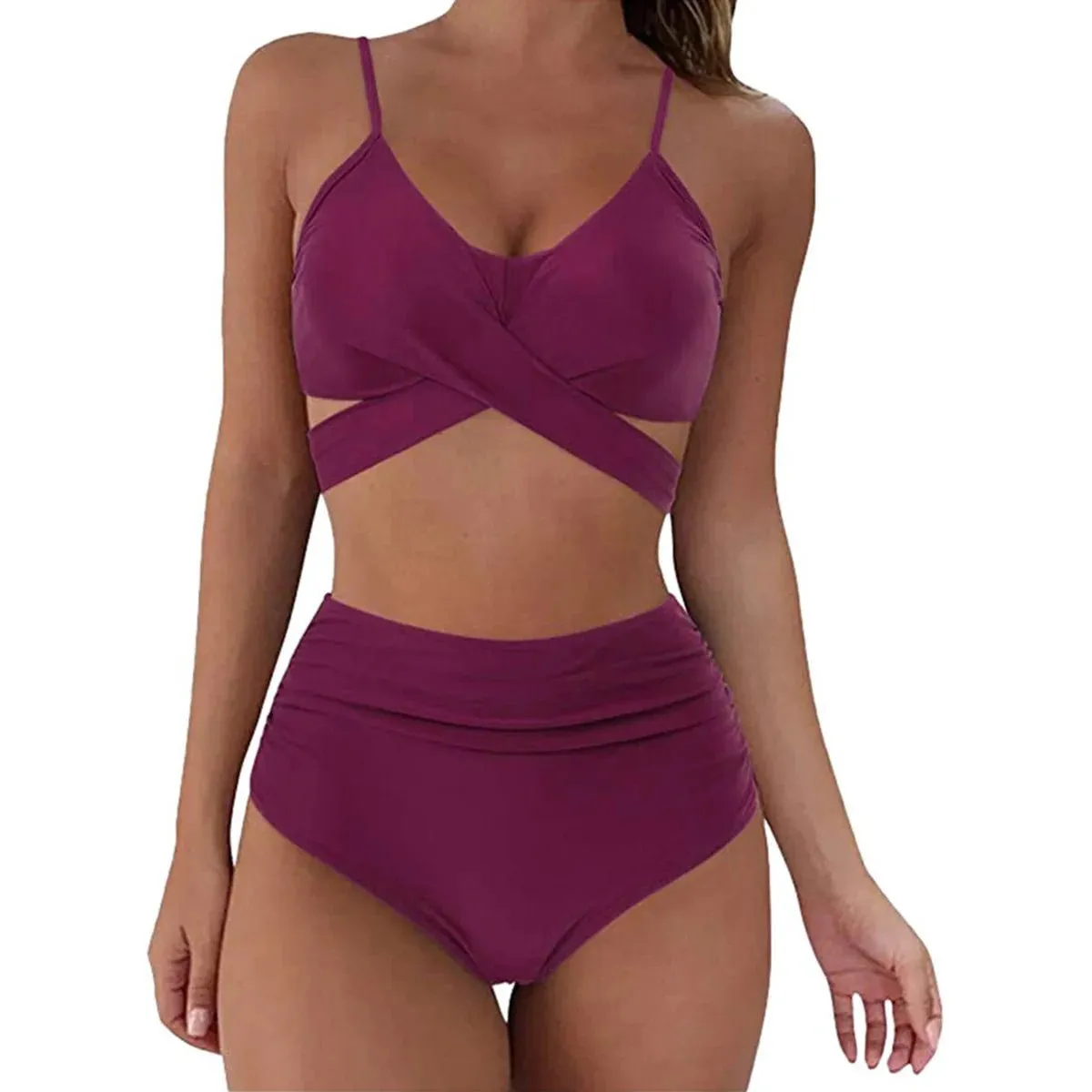 Summer Sexy High Waist 2 Piece Swimsuit for Women - Flattering Design, Quick-Drying Fabric