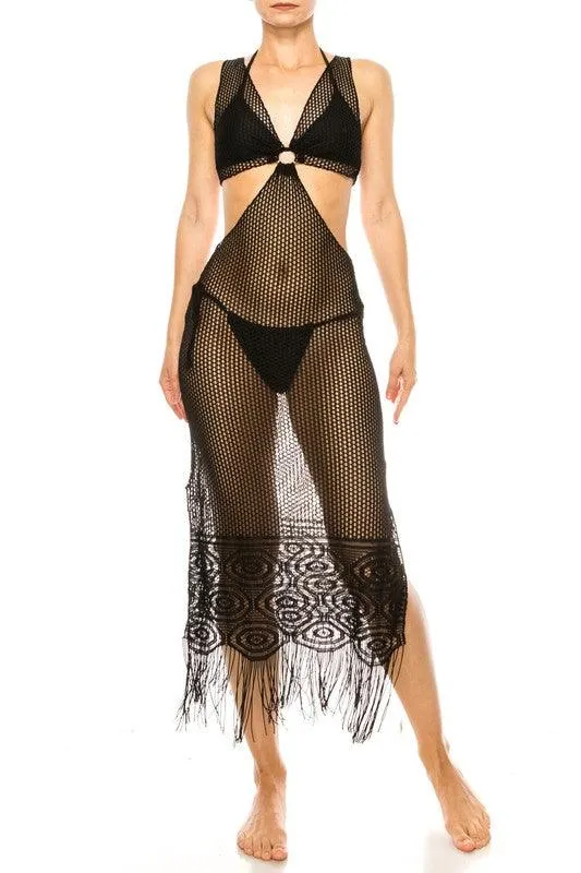 Swimwear - Relaxing Crochet With Tinsel Bottom Mid Cutout