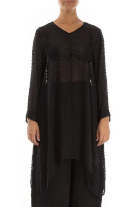V-Neck Black Dotty Silk Tunic