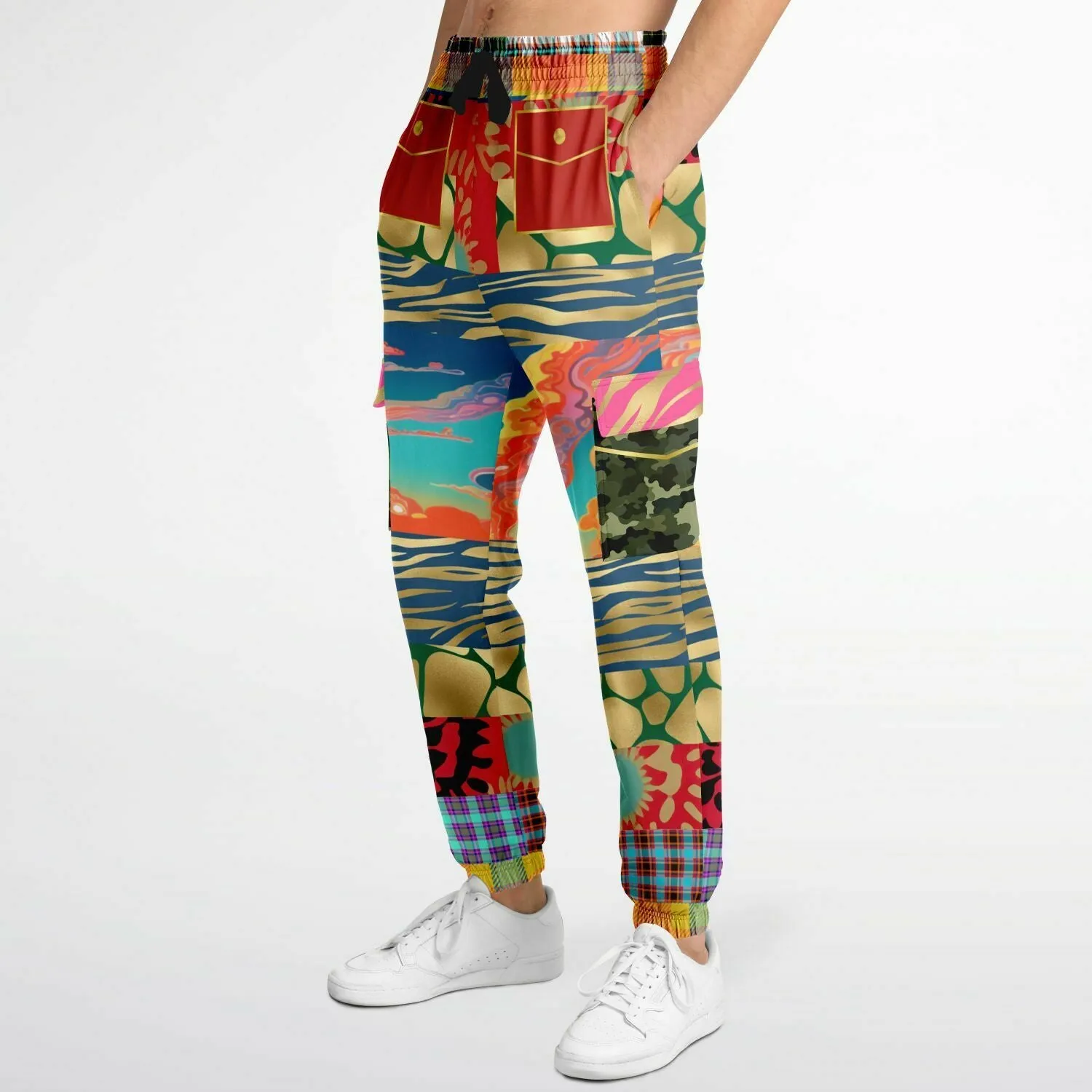 Walking the Runway Patchwork Eco-Poly Unisex Cargo Joggers