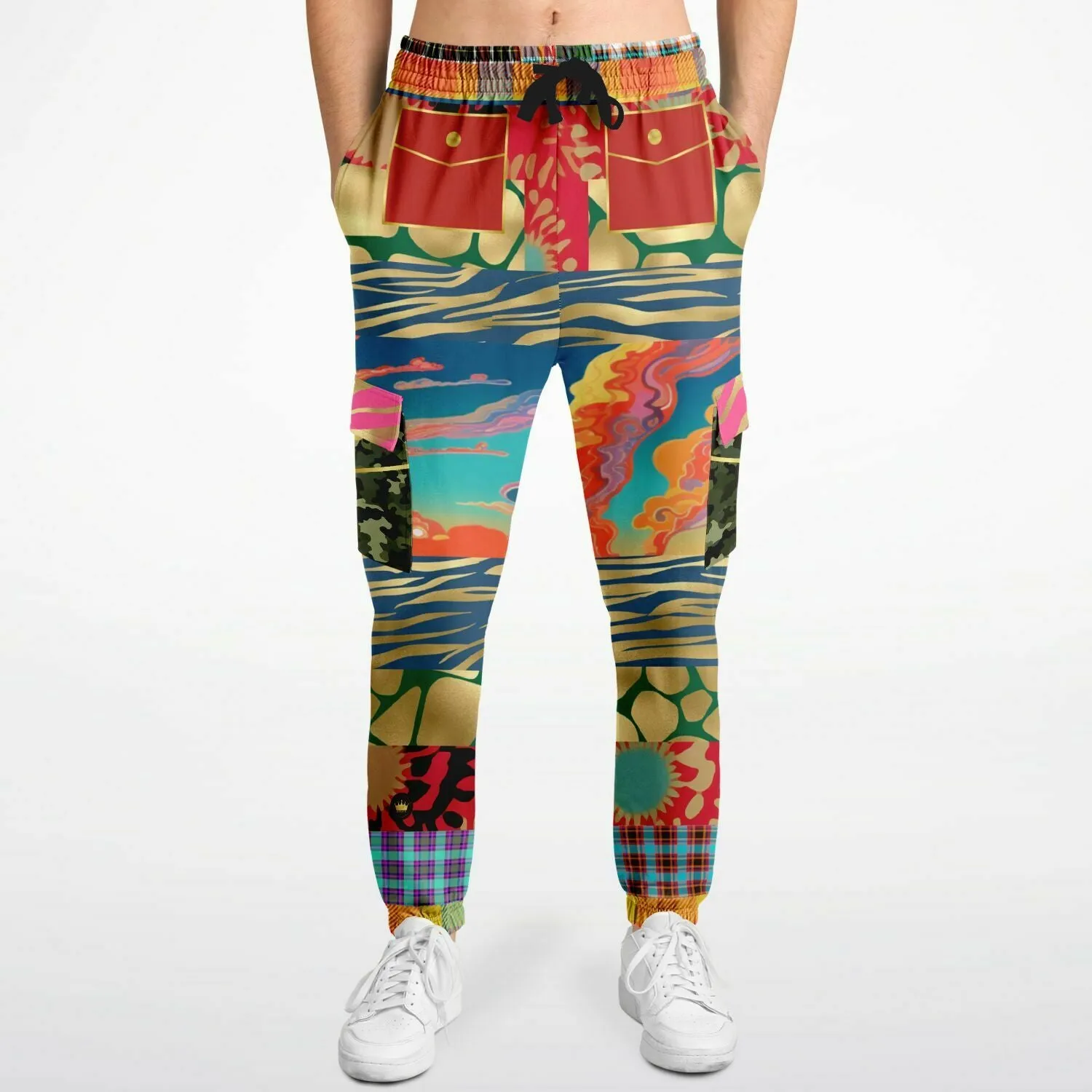 Walking the Runway Patchwork Eco-Poly Unisex Cargo Joggers