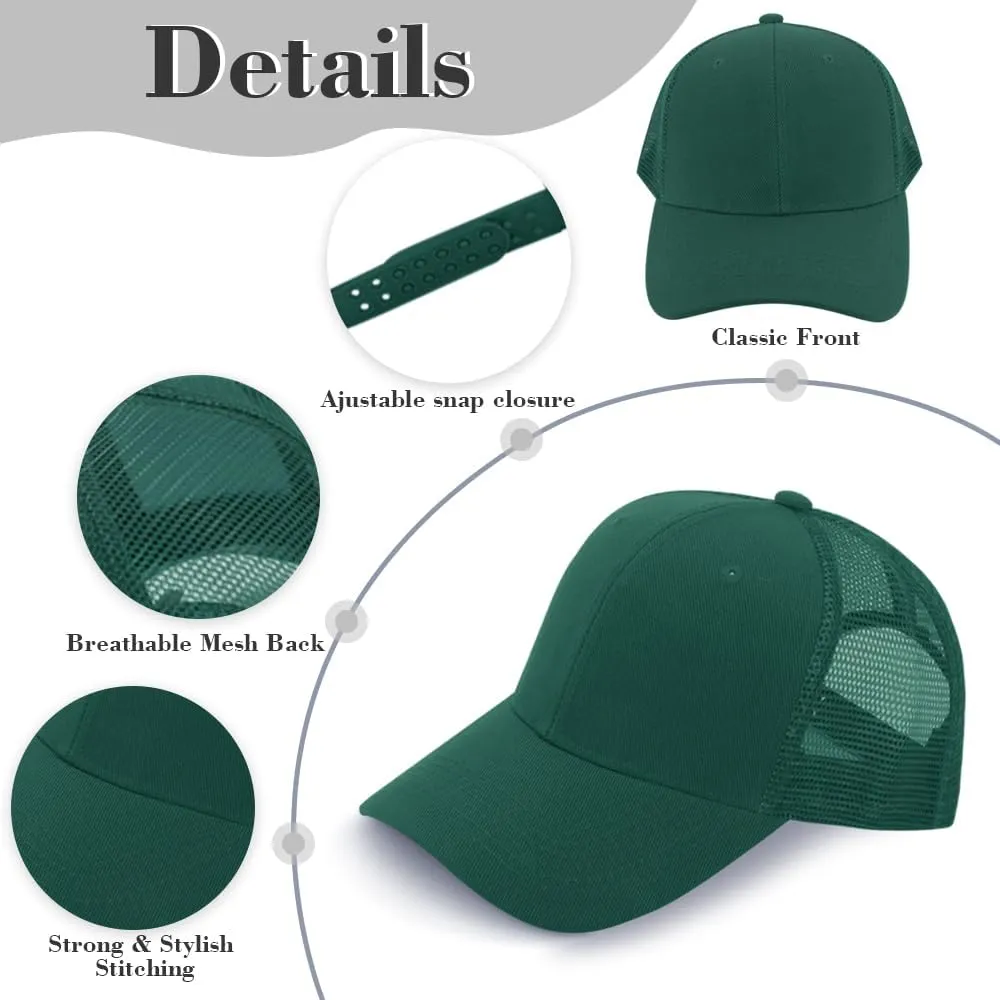 ZH 24 Pack Blank Mesh Trucker Hats, Bulk Baseball Caps Adjustable for Men and Women, Wholesale Plain Snapback Caps